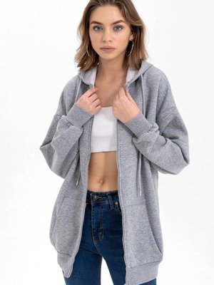 Gri Fermuarlı Üç İplik Sweat Gri Fermuarlı Üç İplik Sweat