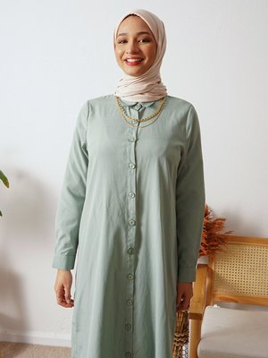 Çağla Kolye Detaylı Terikoton Uzun Tunik