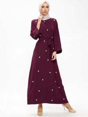 Mor Boncuk İşlemeli Elbise Mor Boncuk İşlemeli Elbise