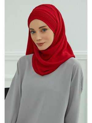 Pileli Tasarım Aerobin Şal,kırmızı,cps