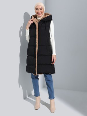 Çift Taraflı Müflonlu Şişme Yelek Siyah Tas Çift Taraflı Müflonlu Şişme Yelek Siyah Tas