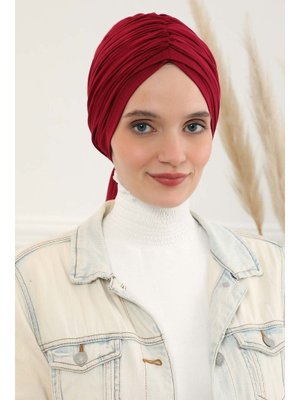 Büzgülü Penye Bone,bordo,b Büzgülü Penye Bone,bordo,b