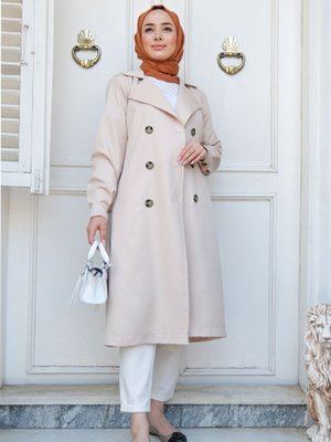 Krem Bel Bağlamalı Trenç Krem Bel Bağlamalı Trenç