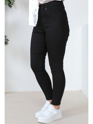 Siyah Büyük Beden Yüksek Bel Jeans Pantolon Siyah Büyük Beden Yüksek Bel Jeans Pantolon