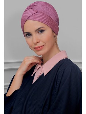 Gül Kurusu Pratik Hazır Geçmeli Bone Fukuro Piliseli Çapraz Büzgülü