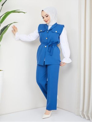 İndigo Kolu Büzgülü Aerobin Tunik