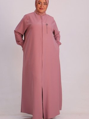 Pembe Büyük Beden Çift Kat Krep Mevlana Ferace Pembe Büyük Beden Çift Kat Krep Mevlana Ferace