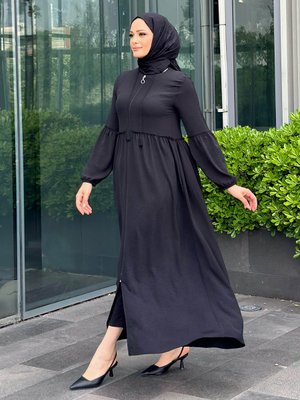 Siyah İp Detaylı Ferace