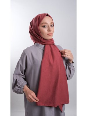 Kiremit Düz Klasik Şal Pamuk Caz Sade