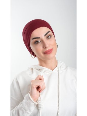 Bordo Pratik Hazır Geçmeli Bone Viskon Kumaş Sade