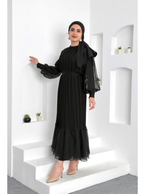 Önü Piliseli Elbise Toprak