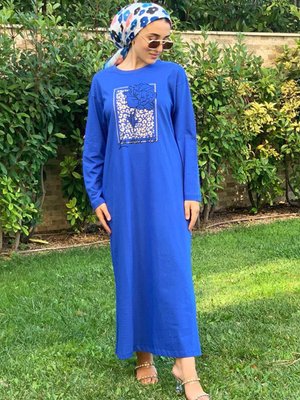 Saks Sim Leopar Baskılı T Shirt Elbise