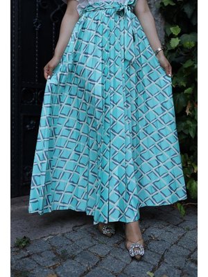 Kuşak Detaylı Piliseli Etek Mint Kuşak Detaylı Piliseli Etek Mint