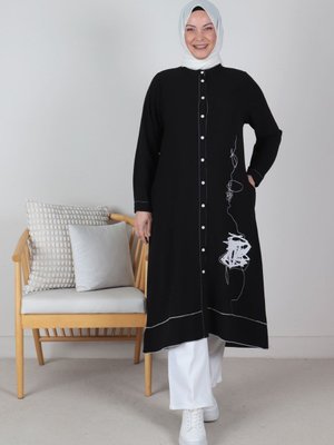 Siyah Büyük Beden Baskılı Aerobin Kap