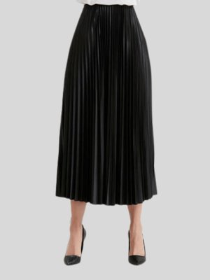 Siyah Beli Lastikli İnce Piliseli Astarsız Uzun Etek Siyah Beli Lastikli İnce Piliseli Astarsız Uzun Etek