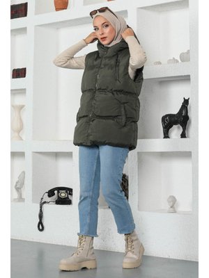 Haki Boyfriend Şişme Yelek Haki Boyfriend Şişme Yelek