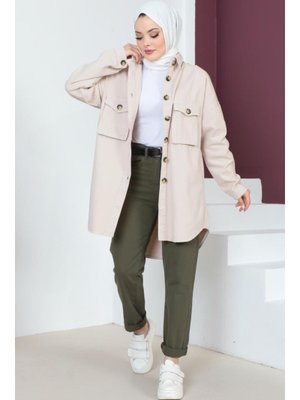 Taş Rengi Körük Cep Detaylı Ceket Taş Rengi Körük Cep Detaylı Ceket