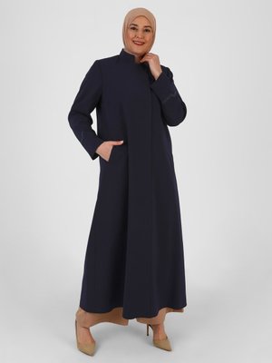 Lacivert Boydan Düğmeli Pardesü