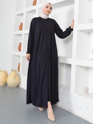 Mürdüm Fermuarlı Ferace