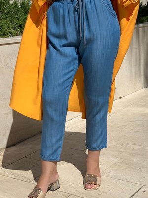 Koyu Mavi Tensel Kot Pantolon