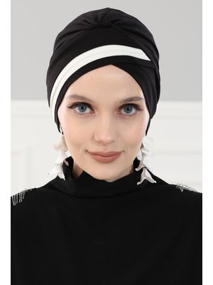 Çift Renkli Penye Bone,siyah Krem,b Çift Renkli Penye Bone,siyah Krem,b