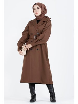 Kahverengi Balon Kollu Trençkot Kahverengi Balon Kollu Trençkot