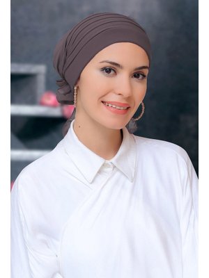 Vizon Pratik Hazır Geçmeli Bone Sandy Kumaş Pileli Nervürlü Güllü