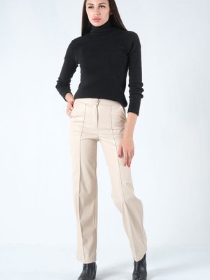 Taş Şardonlu Deri Pantolon