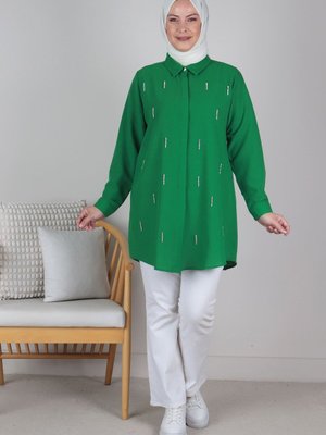 Benetton Büyük Beden Taş İşlemeli Tunik