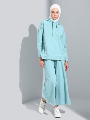 Koyu Nil Kapüşonlu Tunik & Pantolon Spor Takım