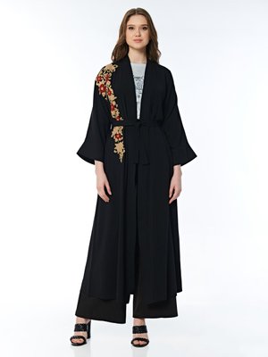 Siyah Olabı Mır Nakışlı Uzun Ceket Siyah Olabı Mır Nakışlı Uzun Ceket