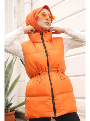 Orange Astarlı Ön Büzgülü Cepli Şişme Yelek Orange Astarlı Ön Büzgülü Cepli Şişme Yelek