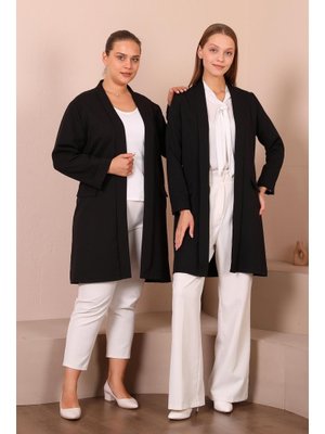 Buyuk Beden Kadin Tesettur Giyim Blazer Ceket Siyah