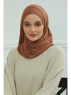 Çapraz Dikim Pratik Penye Şal Koyu Kahverengi