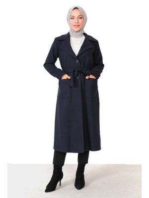 Lacivert Cepli Kaşe Kaban Lacivert Cepli Kaşe Kaban