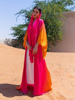 Satın Kaftan Abaya Fuşya Turuncu