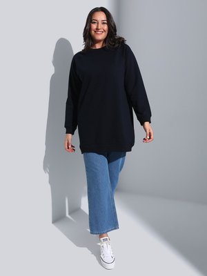 Lacivert Büyük Beden Basic Sweatshirt