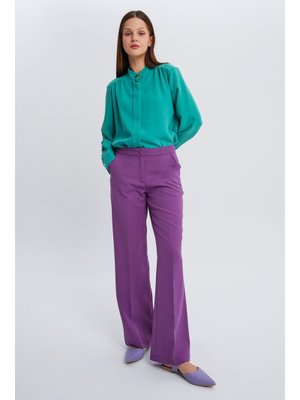 Koyu Mor Cepli Bol Paça Pantolon