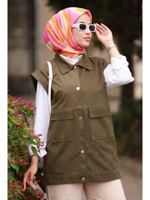 Haki Terra Cepli Gabardin Yelek