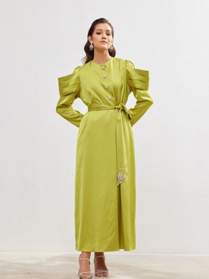 Açık Yeşil Roma Satin Abaya