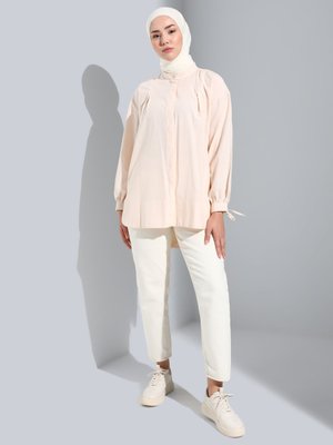 Bej Bağlama Detaylı Poplin Tunik Bej Bağlama Detaylı Poplin Tunik