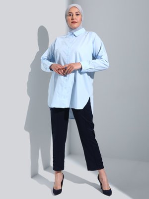 Lacivert Beli Lastikli Büyük Beden Pantolon Lacivert Beli Lastikli Büyük Beden Pantolon