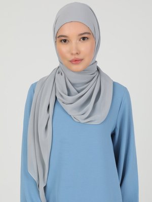Açık Gri Hijablı Şifon Şal Açık Gri Hijablı Şifon Şal