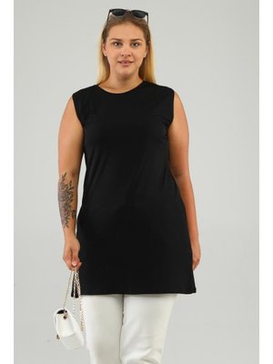 Siyah Kadin Tesettur Sıfır Kol Kurtarıcı Kolsuz Tunik