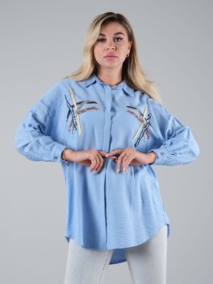 Mavi İşleme Detaylı Gömlek Tunik Mavi İşleme Detaylı Gömlek Tunik