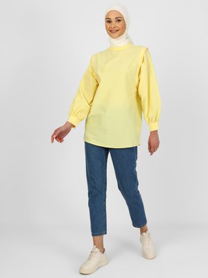Sarı Omuz Detaylı Oversize Poplin Tunik Sarı Omuz Detaylı Oversize Poplin Tunik