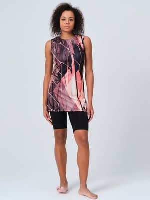 Tarçın Desenli Sıfır Kol Yarı Kapalı Mayo