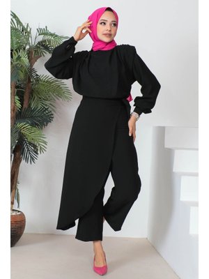 Siyah Balıkçı Yaka Drapeli Tulum