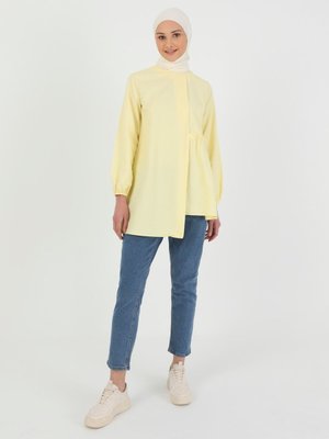 Sarı Beli Fırfırlı Balon Kollu Poplin Tunik Sarı Beli Fırfırlı Balon Kollu Poplin Tunik