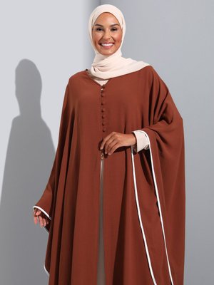 Çikolata Biye Detaylı Salaş Abaya Ferace
